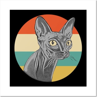 Vintage Sphynx Cat Retro Style Cute Cat Lovers Gift Posters and Art